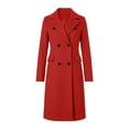 thumbnail image 4 of Women's Double Breasted Wool Blend Coat, Notch Lapel Trench Coat, Warm Winter Overcoat, Classic Long Coat, Fall Winter Pea Coat, Elegant Outerwear, Thick Tweed Jacket Red, 4 of 4