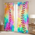 thumbnail image 2 of jejeloiu Colorful Tie Dye Curtains and Drapes,Girls Baseball Black Out Curtains,Sports Game Curtains Pack of 2 (52x63 Each) For Teens,Luxury Bedroom Decor, 2 of 6