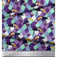 thumbnail image 2 of Soimoi Velvet Fabric Check & Toucan Bird Printed Fabric 1 Yard 58 Inch Wide, 2 of 4