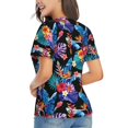 thumbnail image 3 of Wukai Tropical Palm Leaves Classic V-Neck T-Shirt for Women: Comfortable, Stylish, and Versatile Wardrobe Essential-Large, 3 of 7