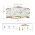 thumbnail image 5 of KAISITE 20" Modern Gold Ceiling Fan with Light, Metal Drum Linen Crystal Shade for Bedroom Living Room Dining Room, 5 of 10