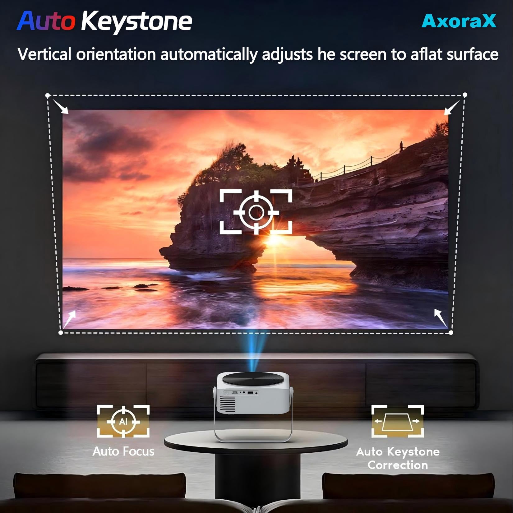 Mini Projector with WiFi and Bluetooth,4K Support Native 1080P Portable Outdoor Movie Projector,400 ANSI Projector with Dual Band WIFI6 5G 2.4G,Auto Focus/Keystone,50''-200'' Screen Video Projector