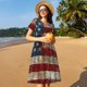 thumbnail image 4 of Easygdp American Flag1 para Vestido Transpirable de Mujer, Vestido Suelto de Manga Corta con Pliegues y Bolsillos para el Verano, 4 of 6