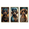thumbnail image 2 of Designart "NYC Dachshund Mobster I" Animals Framed Wall Art Set Of 3 - Gold Dog Dachshund Frame Canvas Set For Living Room Decor, 2 of 6