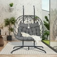 thumbnail image 3 of Oversized 2 Person Egg Chair, Outdoor Garden Large Wicker Egg Basket Lounge Chair with Stand and Cushions for 2, Patio Chaise Basket Egg Chair for Patio Balcony Garden, 3 of 7
