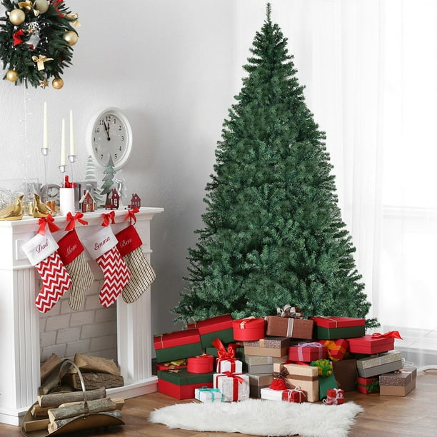 Goplus 8' PreLit Artificial Christmas Tree Premium Hinged w/ 750 LED