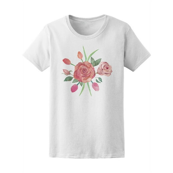 Rose & Tulips Watercolor Tee Women's -Image by Shutterstock