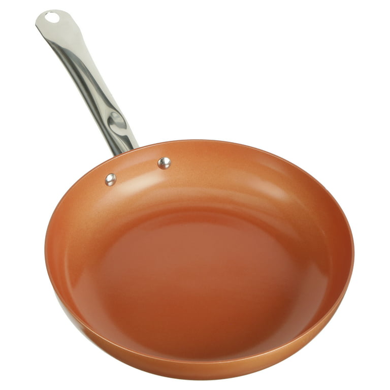 Red Copper 10in Frying Pan. Non-Stick Copper Skillet.