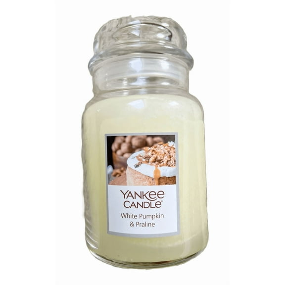 Yankee Candle White Pumpkin Praline Large Classic Jar Candle, 22 Ounces