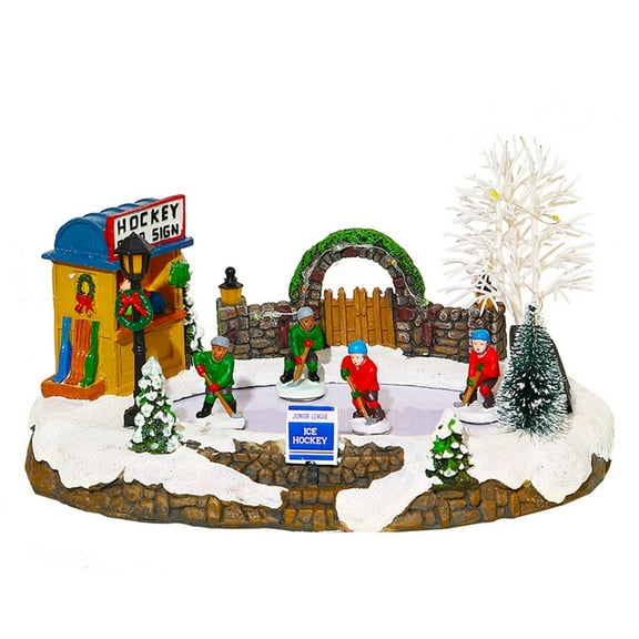 Christmas Decoration Light Music Resin Christmas Village House with Light, Music, and Snowman