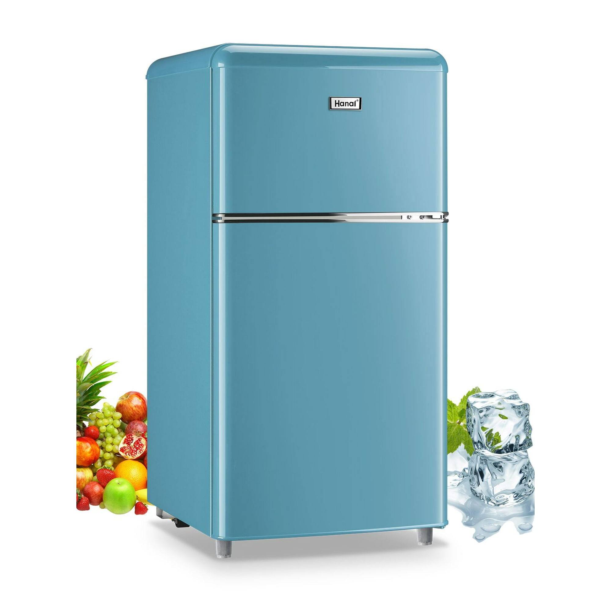  WANAI Mini Fridge with Freezer 3.5 Cu.Ft Compact Refrigerator  with 7 Level Thermostat, Two Door Portable, Cream : Appliances