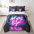thumbnail image 2 of Manfei Gamer Gaming 7 Pieces Bedding Comforter Set,Modern Gamepad Full Bedding Set,Pink Glitter Print Fitted Sheet Flat Sheet For Teens,Breathable Home Decor Reversible, 2 of 8