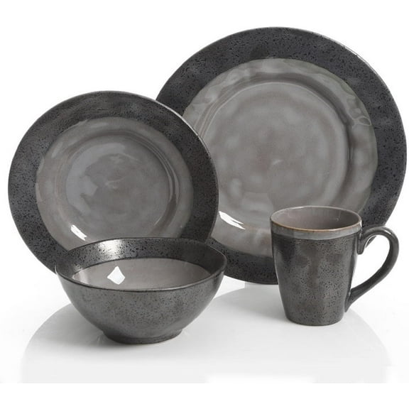 Gibson Elite Dragonstone 16-Piece Dinnerware Set - Gray