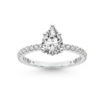 3 Carat IGI Certified Pear Shape Lab Grown Diamond Engagement Ring | 14K White Gold | Emily Eternity Lab Diamond Ring | FG-VS1-VS2 Quality Friendly Diamonds