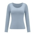 thumbnail image 4 of Women's Modal T Shirt Bra Long Sleeve Pajama Yoga Top Padded Casual Top Tee Shirt with Built In Bra Basic T-Shirts Solid Color Women's Bottom Long Sleeved Shirt and Underwear, 4 of 8