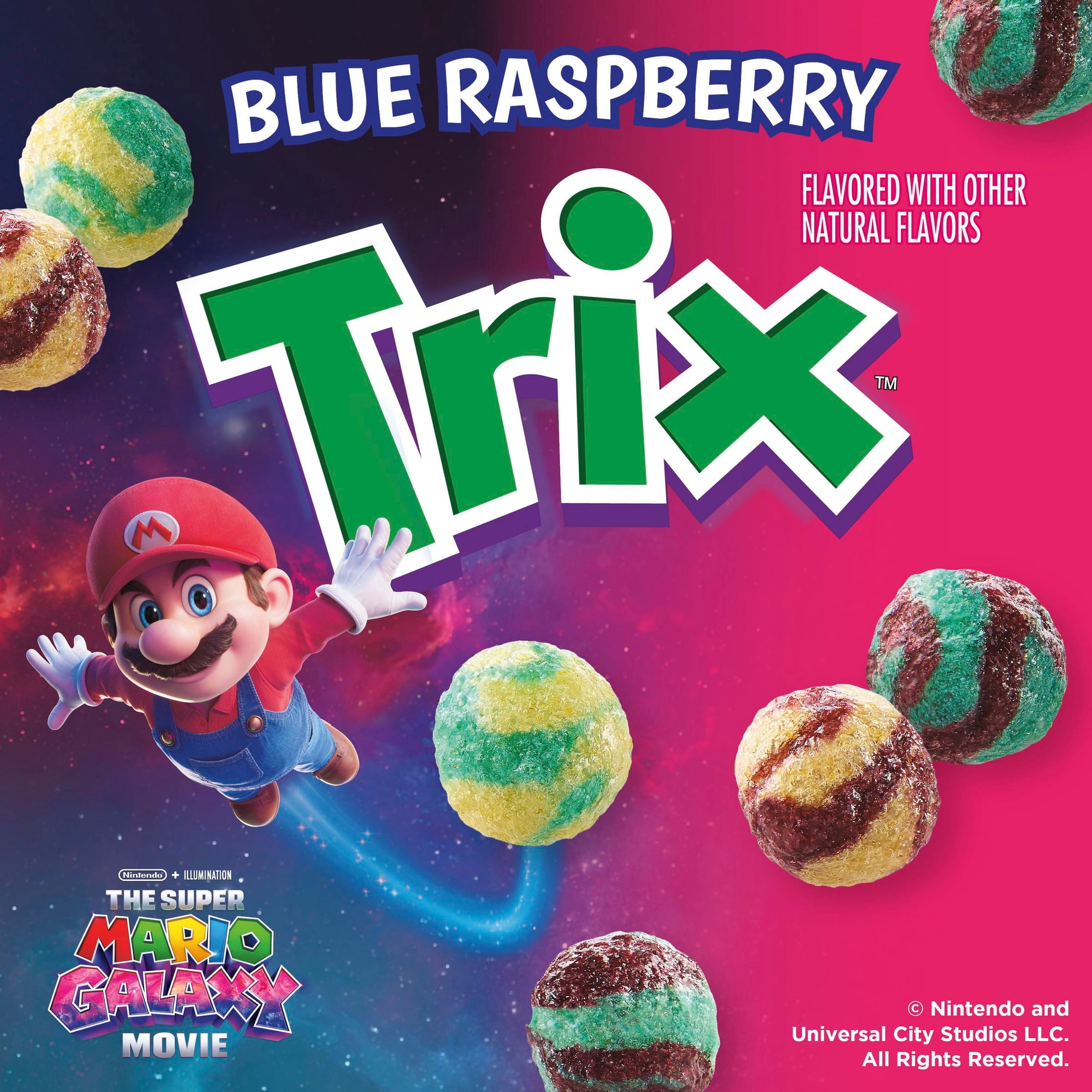 Trix Breakfast Cereal, Blue Raspberry, The Super Mario Galaxy Movie, Family Size, 16.6 oz