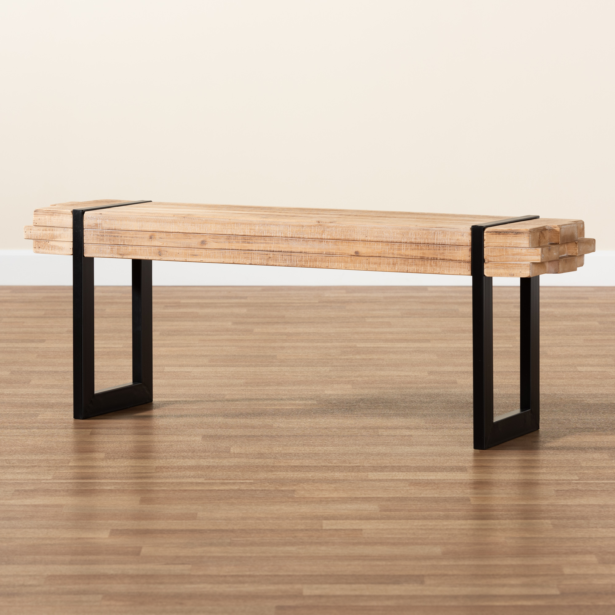 Baxton Studio Medium Density Fiberboard Bench with Rustic and Industrial Design, Natural Brown