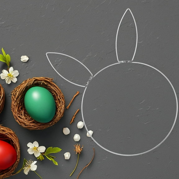 PBPBOX Metal Wreath Frames Easter Bunny Head Wreath Silver DIY Craft For Easter Celebration 1Pcs