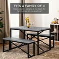 thumbnail image 4 of Best Choice Products 45.5in 3-Piece Bench Style Dining Furniture Set, 4-Person Dinette w/ 2 Benches, Table - Gray/Black, 4 of 9