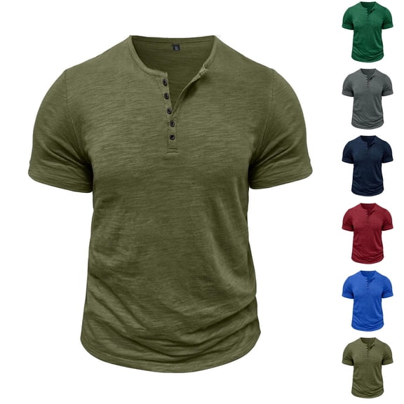 DPTALR Men's Solid Color Casual Round Neck Short Sleeve T-shirt,Blue, XXXL