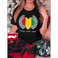 thumbnail image 1 of Camiseta informal de algodón para mujer con estampado geométrico de corazón patriótico, cuello redondo, manga corta, elasticidad media, comodidad para todo el año, 100 % algodón, tejido de punto de 18, 1 of 6