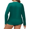 thumbnail image 5 of Women's Plus Size Swim Shirt Long Sleeve Rash Guard UV Protection Sun Shirts UPF 50+ Quick Dry Hiking Fishing Tops Green 4XL, 5 of 6