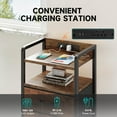 thumbnail image 5 of Night Stand Bedside Table Bedroom - Tall Nightstand with Charging Station & LED Light Strip, Bed Side Table with Storage Shelf & 4 Drawers, End Table with U-S-B Ports & AC Outlets, Rustic Brown, 5 of 16
