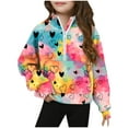 thumbnail image 2 of Girls Quarter Zip Hoodie Color Block Tie Dye with Hearts, Soft Stretchy Pullover for Kids 6-12,Size 5 T, 2 of 5