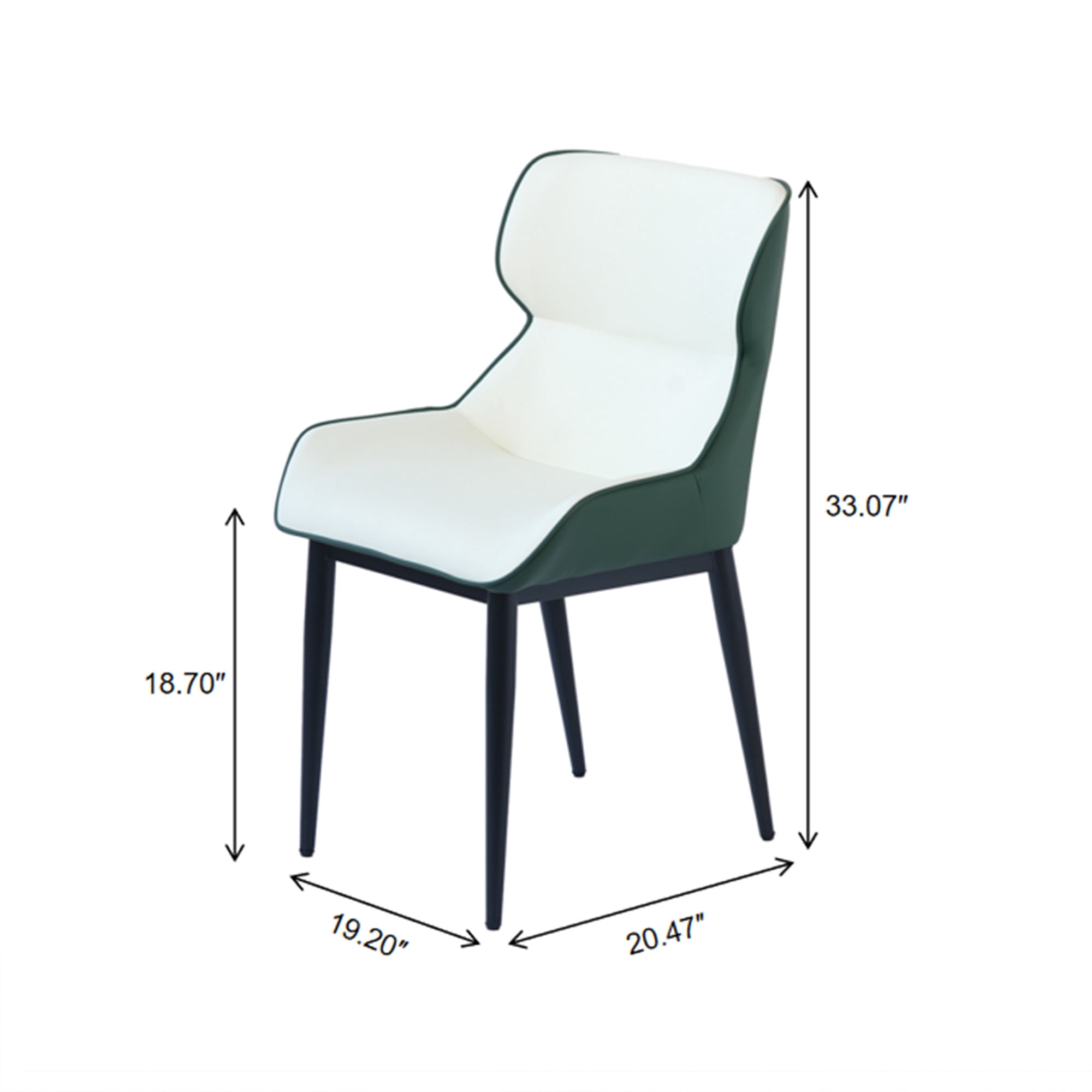 bokifol Modern Dining Chairs Set of 2, Mid-Century Upholstered PU Leather Chairs,Dark Brown,Vintage Green