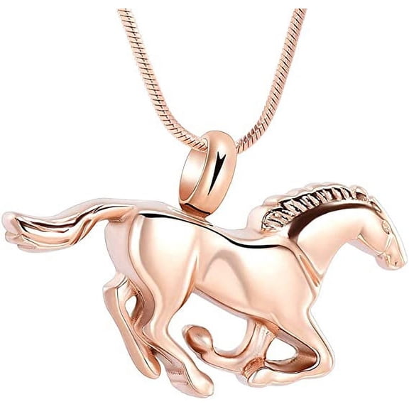 Running Horse Shape Urn Pendant Cremation Ashes Jewelry Urn Necklace for Ashes Keepsake Urn Necklace