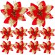 thumbnail image 1 of 10 piezas de flores de Navidad artificiales para decoración de árboles de Navidad, adornos de año nuevo de guirnalda de banquete de boda de Navidad Muyoka Hogar, 1 of 6