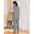 thumbnail image 5 of Ekouaer Womens Pajama Sets 2 Piece Lounge Set Soft Pajamas for Women Set Short Sleeve and Long Pants Pjs with Pockets, 5 of 6