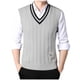 thumbnail image 2 of Suéter informal de lana con cuello en V y mangas largas para hombre Augper, 2 of 7