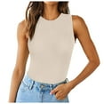 thumbnail image 1 of Daznico Women's Ribbed Sleeveless Turtleneck Knit Top, Fitted Basic Vest Shirt,Size M, 1 of 5