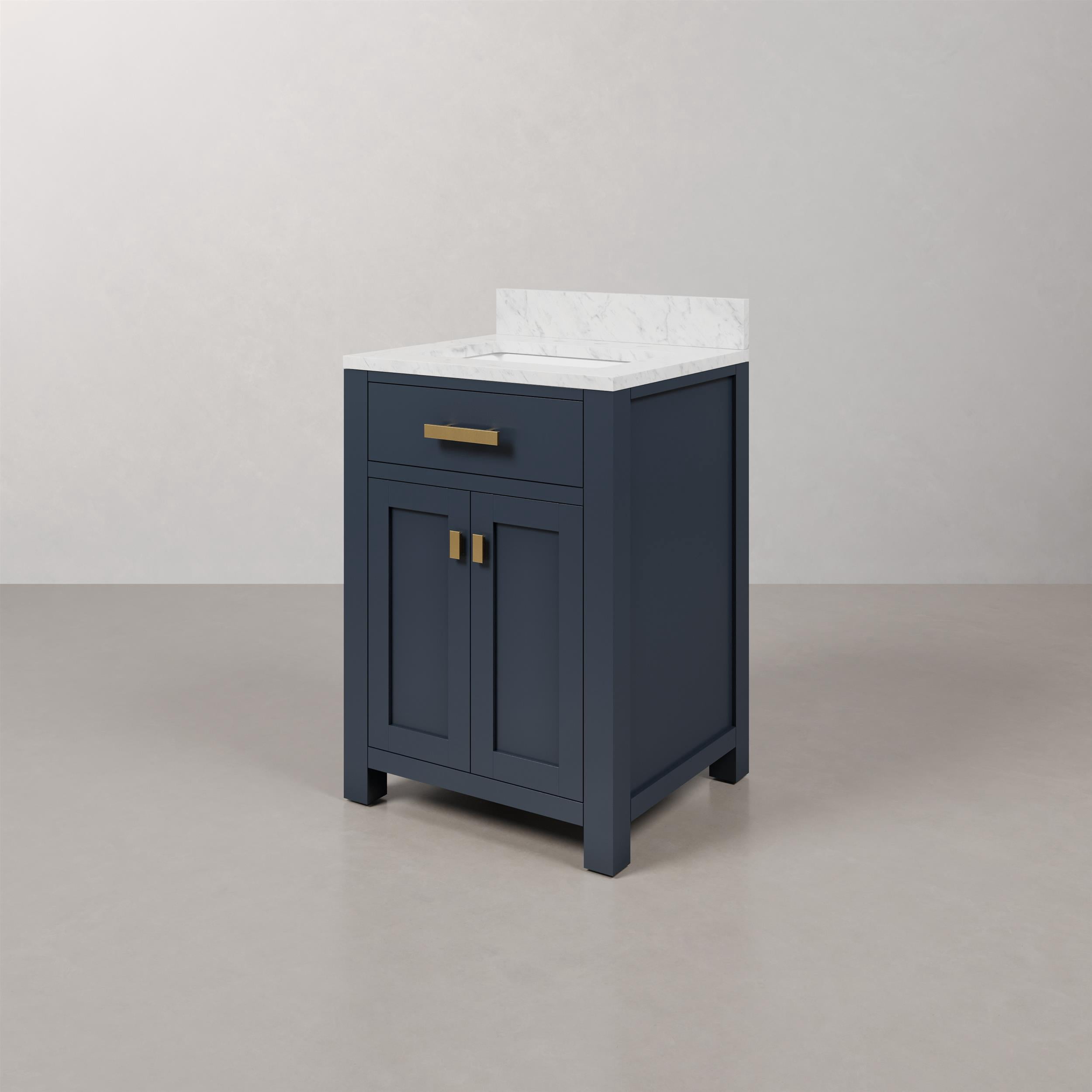 Water Creation Madison 24" Solid Hardwood Single Bathroom Vanity in Blue/Gold