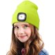 thumbnail image 1 of Gorro Sinhoon con luz para niños, unisex, recargable por USB, manos libres, 4 LED, gorro de invierno de punto con luz nocturna, linterna, regalo para niños y niñas (amarillo fluorescente)., 1 of 8