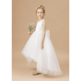 thumbnail image 6 of Asymmetric Flower Girl Dress with Detachable Beaded Waistband Scoop Neck Tulle Lace Princess Pageant Dress Birthday Party Dress for Girls Elegant Floral Design Special Occasion 2 -3Years, 6 of 10