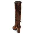 thumbnail image 4 of FSJ Women Classic Buckled Strap Knee High Boots Chunky High Heels Square Closed Toe Side Zipper Boots Comfort Casual Wear Shoes Size 15 Brown, 4 of 5