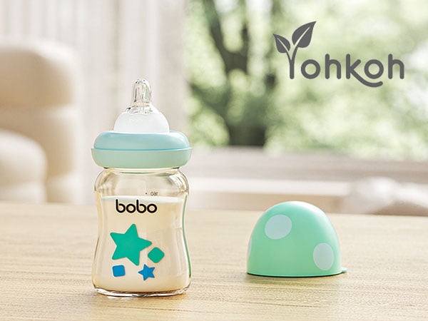 YOHKOH Mushroom Cap Baby Bottles Blue,PPSU Bottle,for Breast/Mixed Feeding Infant,5.4oz,4pk