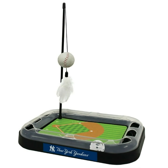 Pets First MLB New York Yankees CAT Scratcher Mat Toy with Catnip Plush & Feather Cat Toy 5-in-1 Kitty Toy