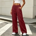thumbnail image 5 of BUIGTTKLOP Womens Sweatpants Fleece Lined Wide Leg Sweat Pants Cotton Elastic Waisted Trousers with Pockets, 5 of 8