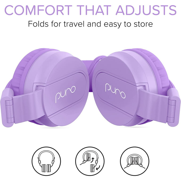 Puro Sound Labs PuroBasic Volume Limiting Wired Headphones for Kids,  Foldable & Adjustable Headband w/Microphone, Compatible with Smartphones,  Tablets