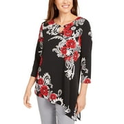 JM Collection Women's Embellished Asymmetrical Tunic Black Size Petite Small