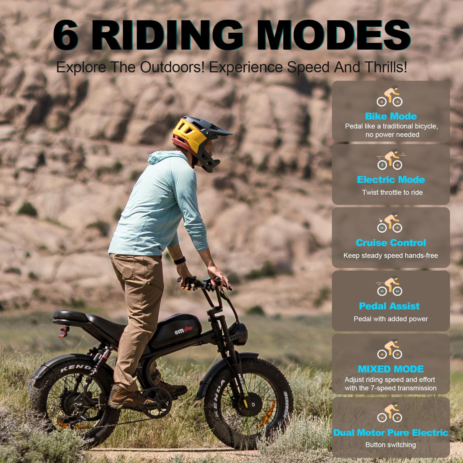 EMOKO C93 Electric Bike for Adults 3000W Peak Dual Motor 48V 23Ah Battery 110 Mile Range 35MPH Speed Commuter Ebike with Dual Disc Brakes
