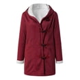 thumbnail image 5 of Womens Plus Size Winter Coats Warm Sherpa Fleece Lined Jackets Hooded Parka Faux Suede Pea Coat Outerwear Pockets, 5 of 5