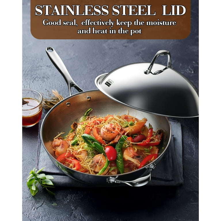 Cooks Standard Wok Pan Stainless Steel, 13-Inch Multi-Ply Clad