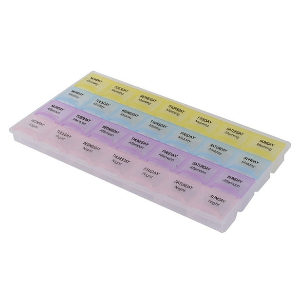 Étui de Rangement pour Pilules 28 Compartiments en Plastique Domestique Multicolore