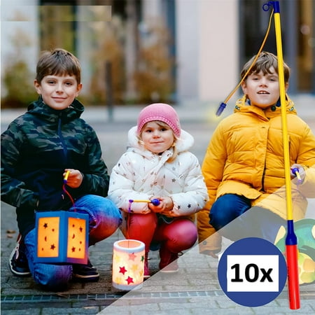 Bâton de lanterne 10X pour lanternes pour enfants pour lanterne St 40 Cm  avec tige et lumière électrique à piles