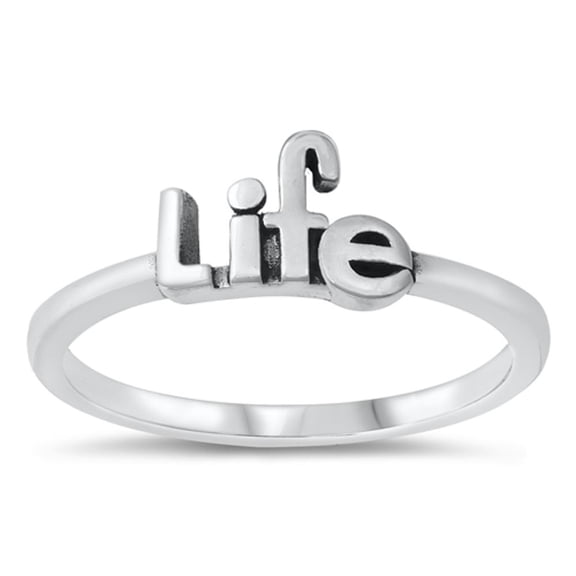 Life Letters Word Script Ring .925 Sterling Silver Band Jewelry Female Male Unisex Size 10