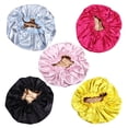 thumbnail image 5 of Gorro de dormir de satén de doble capa, ajustable, elástico, para mujer (azul cielo), 5 of 5